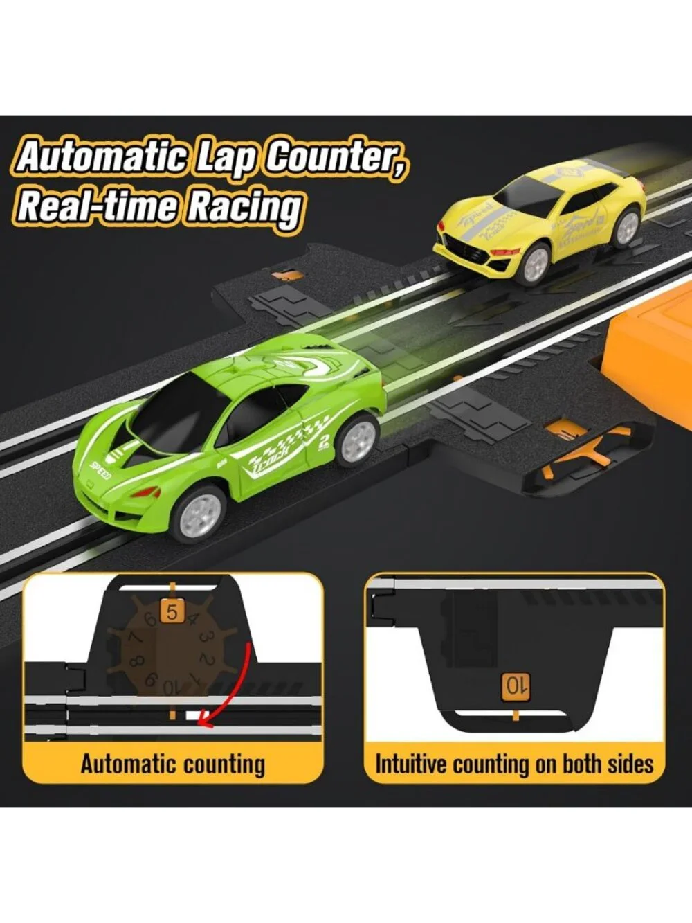 High-Speed Slot Car Race Track Set with 4 Cars & Dual Controllers - Fun Gift for